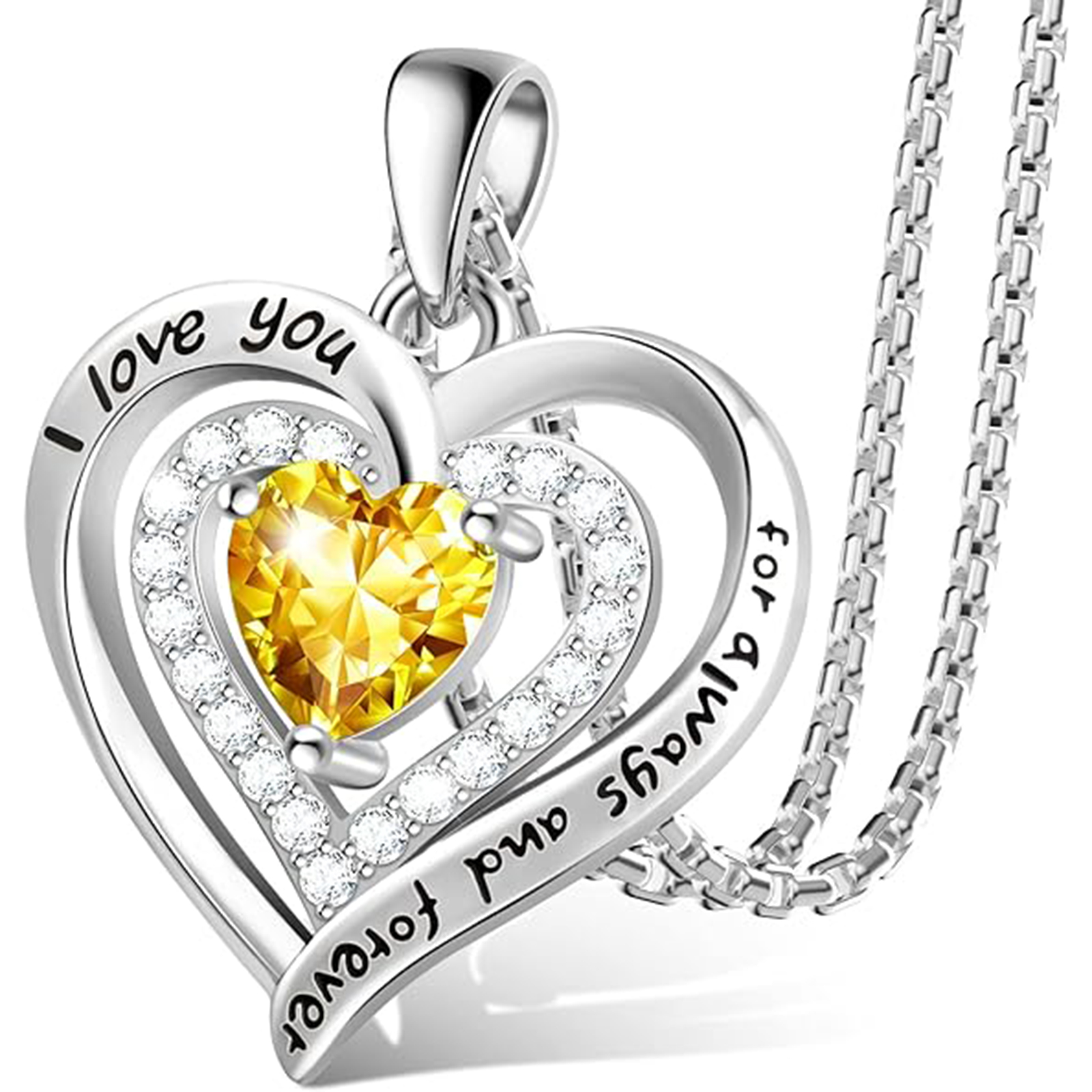November Citrine Sterling Silver Necklace – Birthstone Gift for Mom