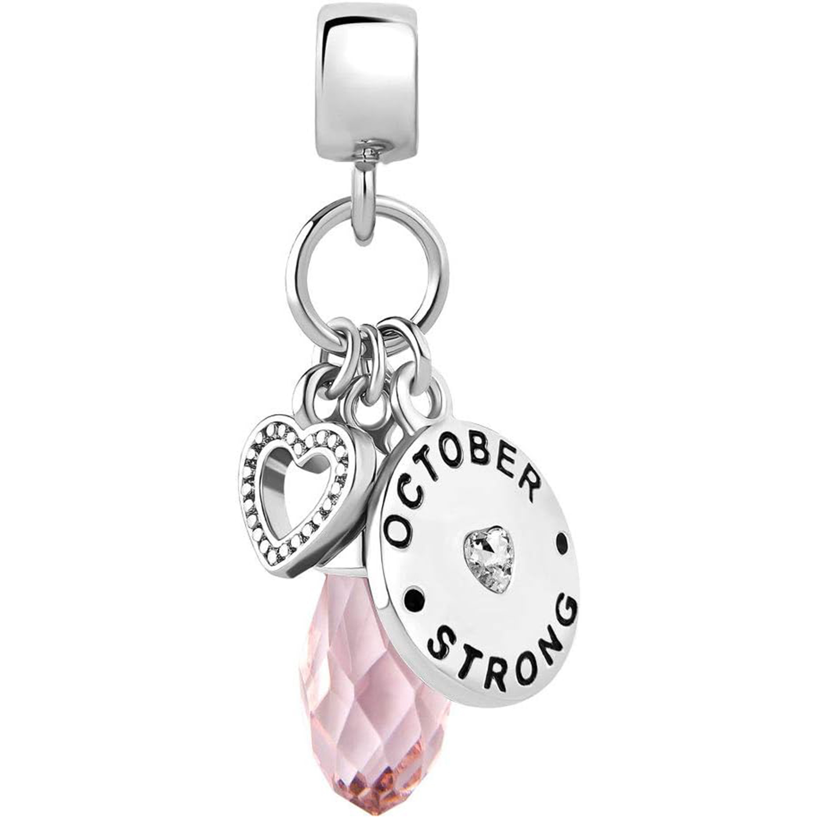October Birthstone Heart Love Simulated Birthstone Charms for Bracelets-Birthstone Jewelry