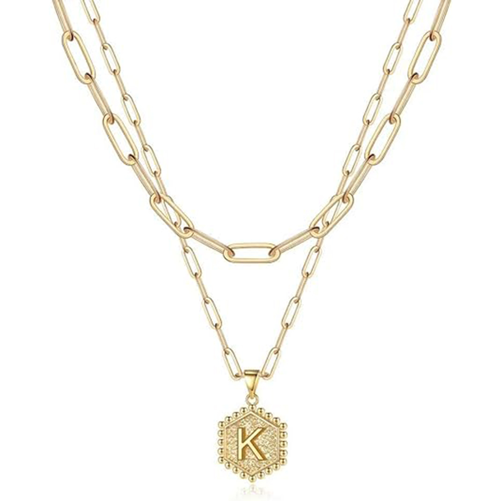 14K Gold Plated Hexagonal Letter Necklace