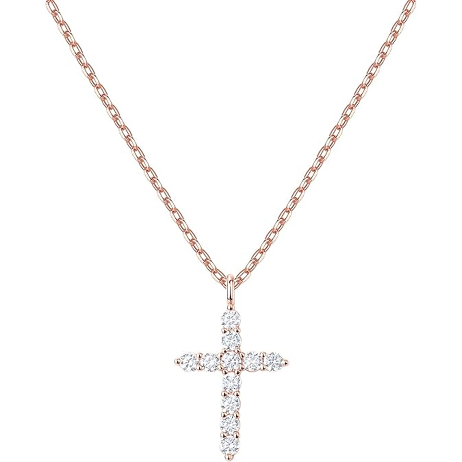 14K Gold Plated Cubic Zirconia Necklace / Silver Cross Necklace-Birthstone Jewelry
