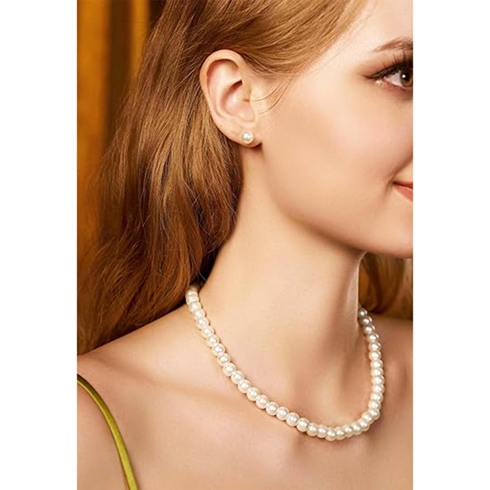 Round Imitation Pearl Necklace Wedding Pearl Necklace for Brides-Birthstone Jewelry