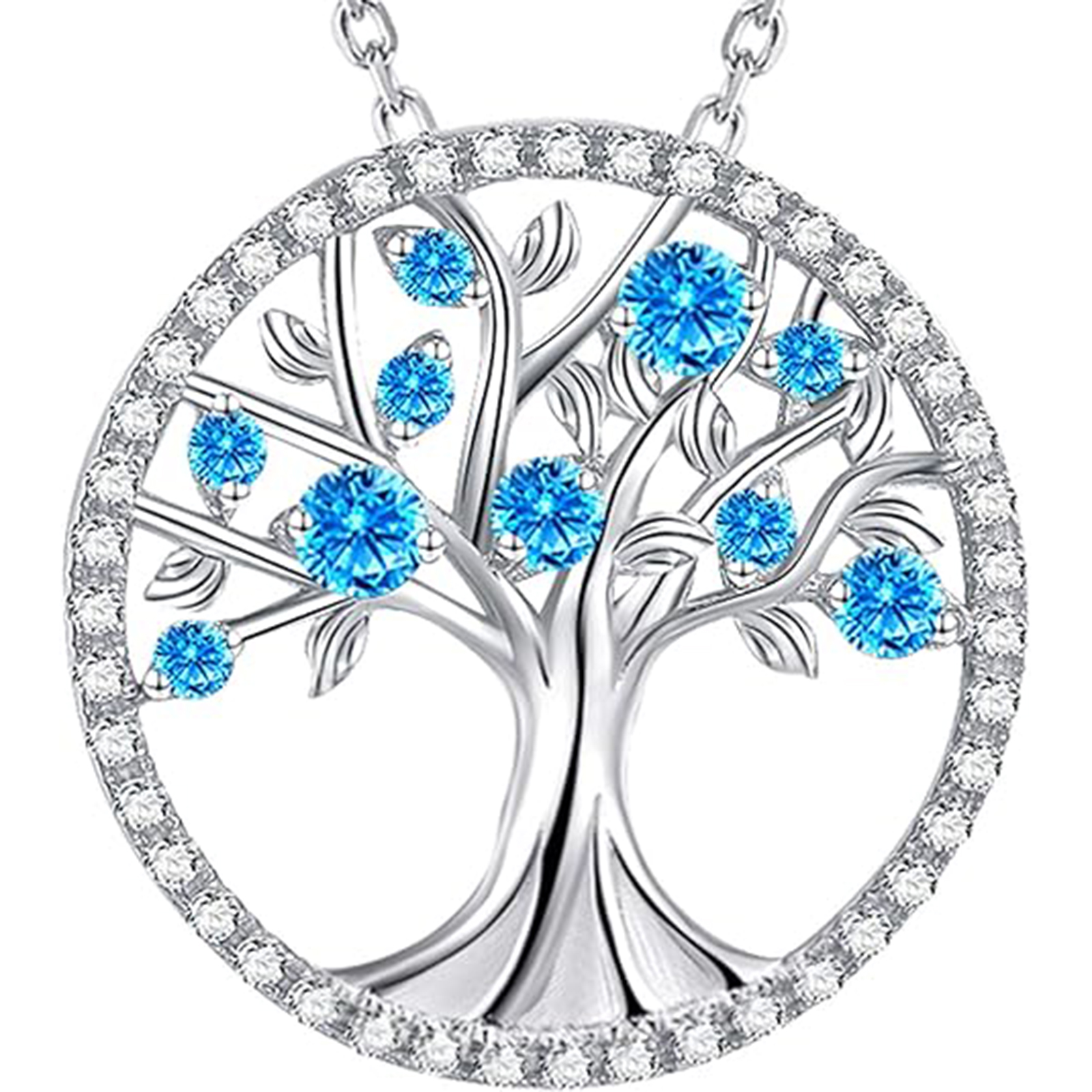 December Birthstone Tree of Life Necklace, Tree Coin Pendant Necklace