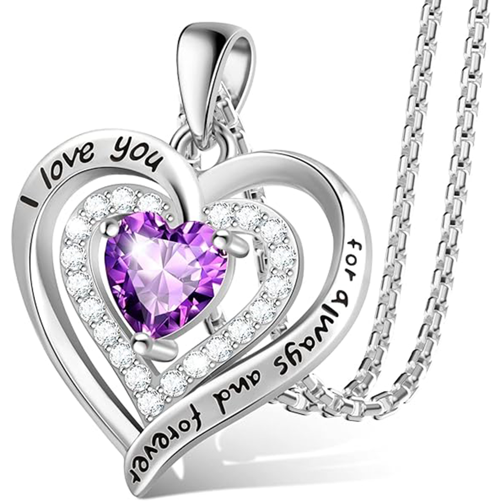 February Birthstone 925 Sterling Silver Birthstone Necklace
