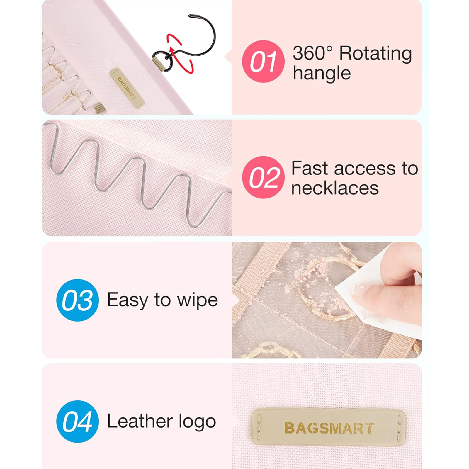 Double-Sided Hanging Jewelry Roll – Metal Hook Earring Organizer