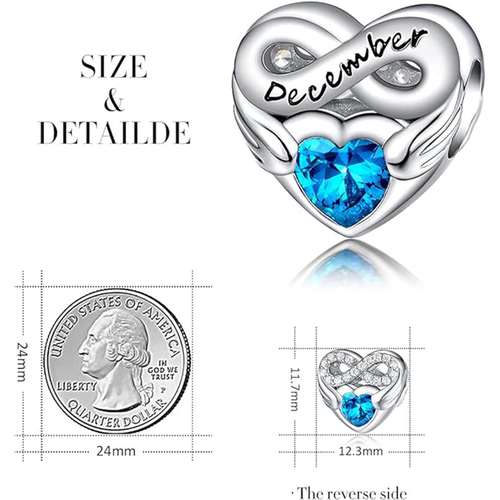 December Blue Topaz Heart Charm Bracelet – Infinite Love Gift