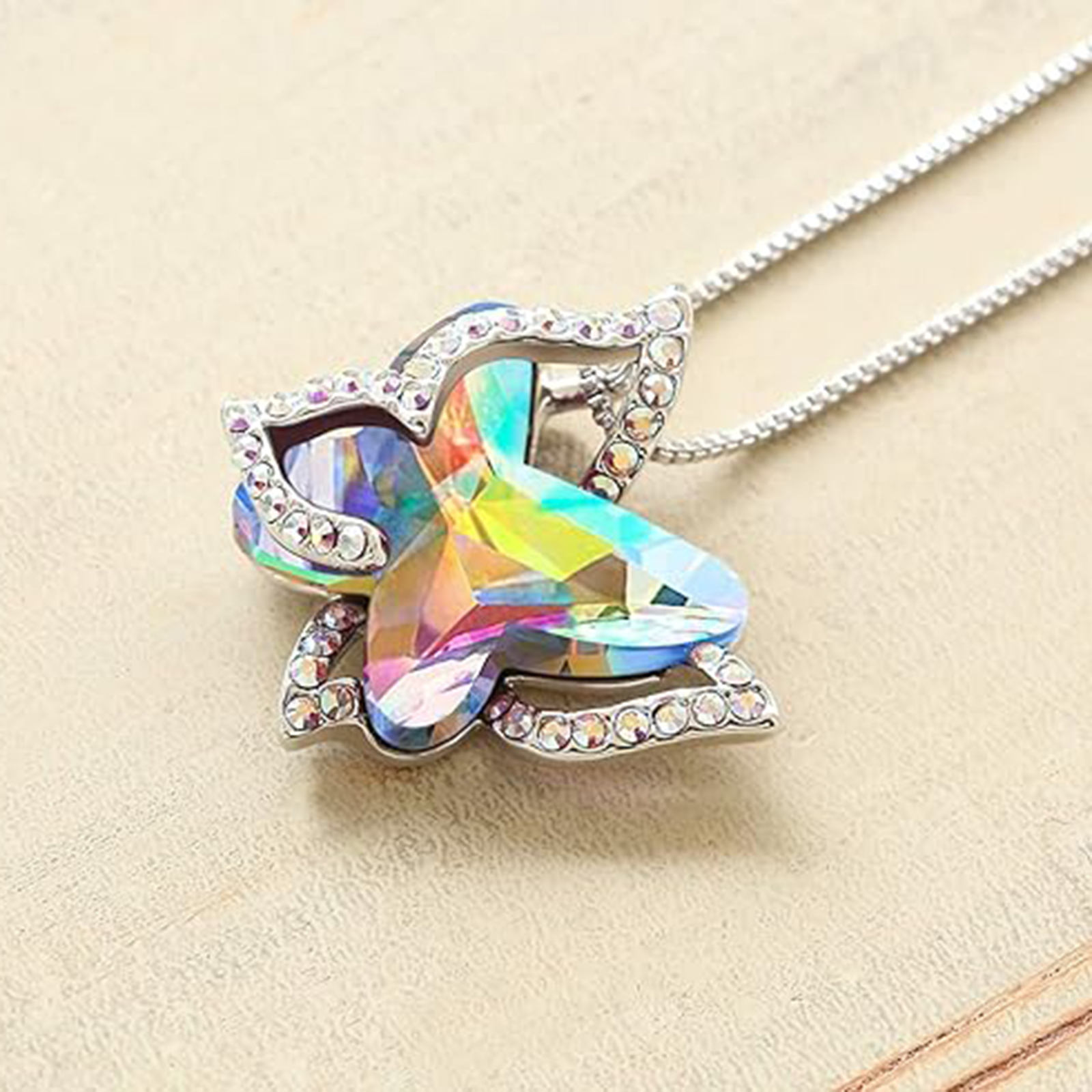 April Birthstone Butterfly Birthstone Crystal Necklace-Aries Birthstone-Birthstone Jewelry