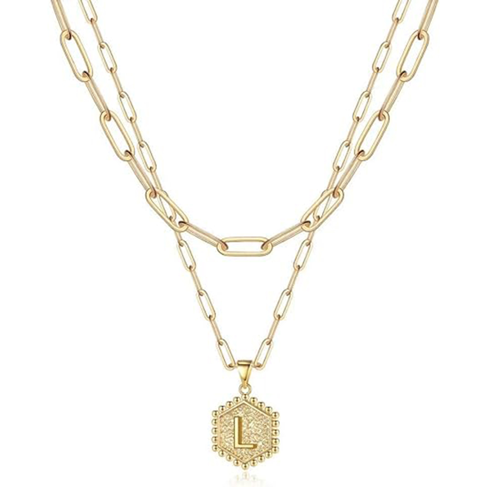 14K Gold Plated Hexagonal Letter Necklace