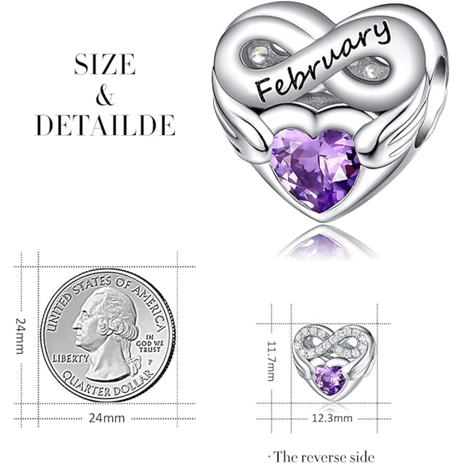 February Amethyst Heart Charm Bracelet – Infinite Love Gift