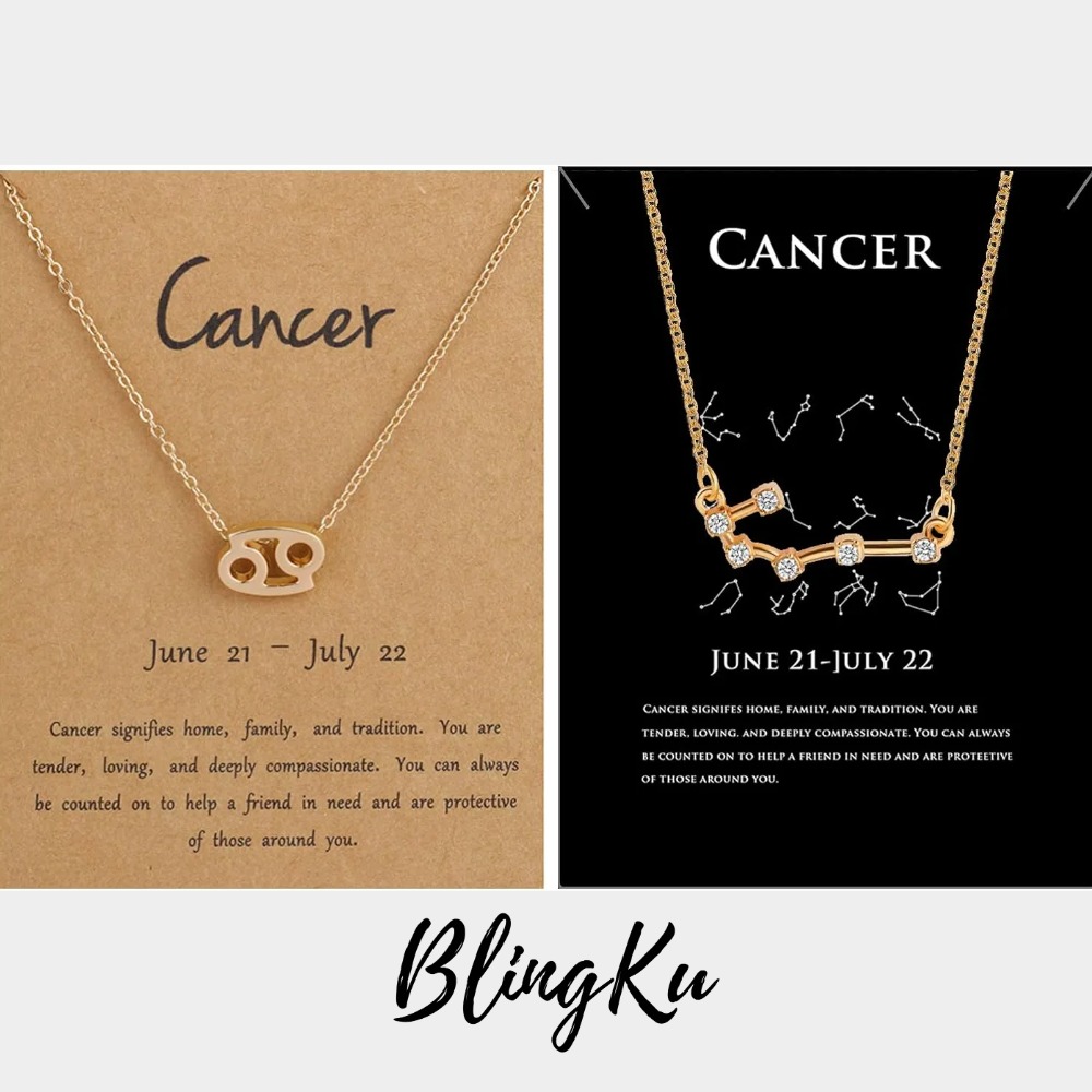 12 Constellation Gold Pendant Necklace with Diamonds -Birthstone Jewelry