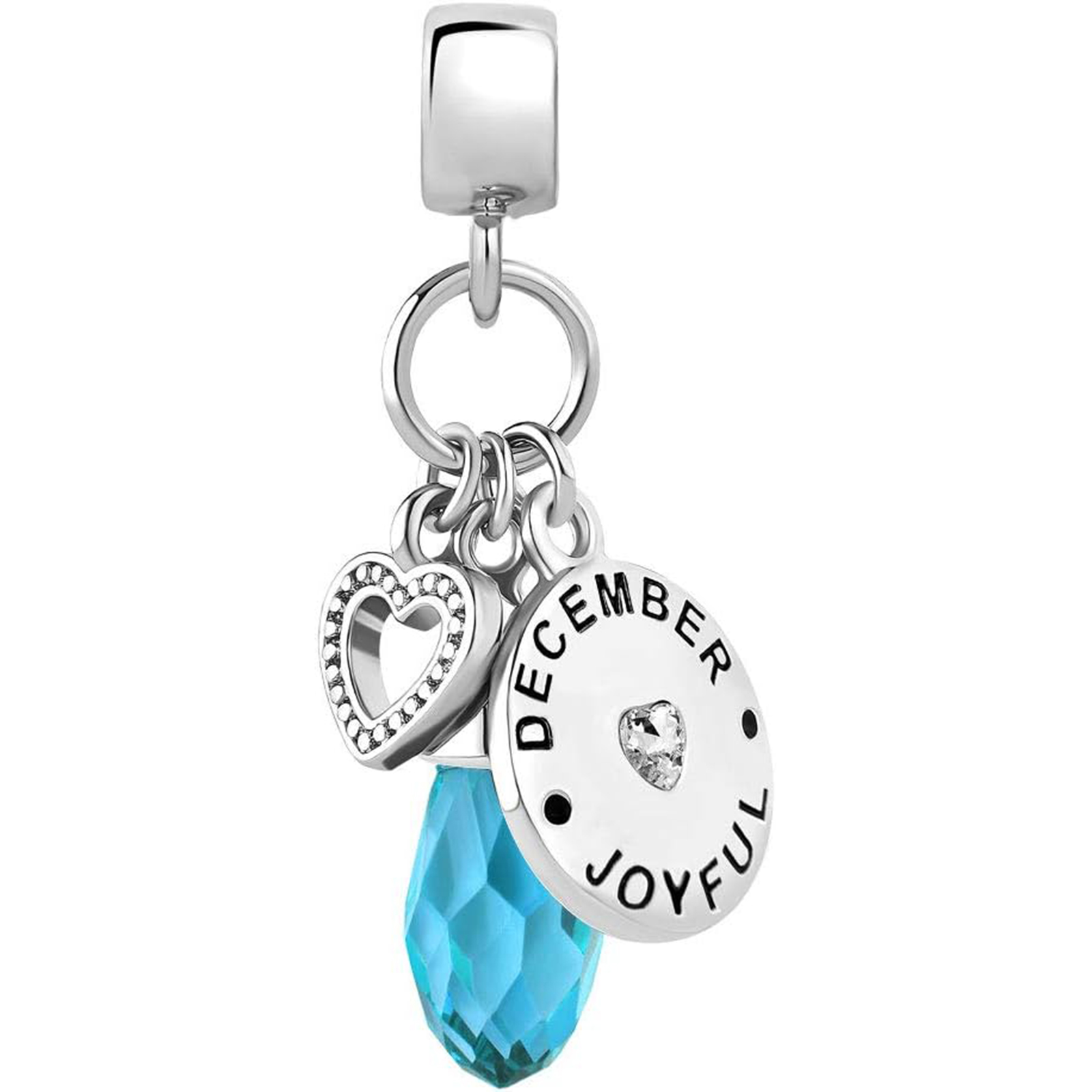 December Birthstone Heart Love Simulated Birthstone Charms for Bracelets-Birthstone Jewelry
