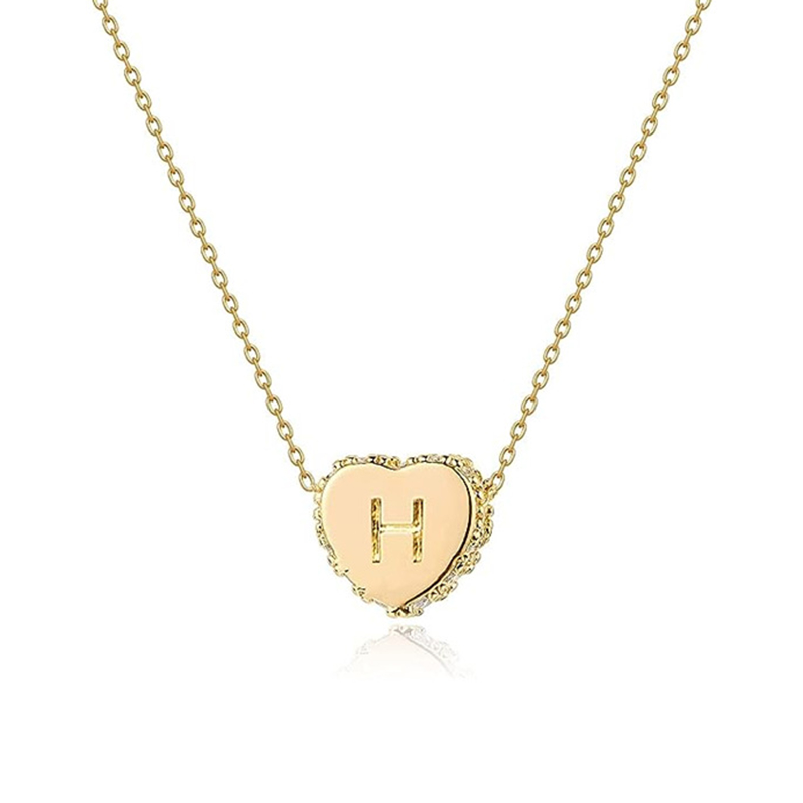 Gold Plated Handmade Dainty Letter Heart Necklace-Birthstone Jewelry