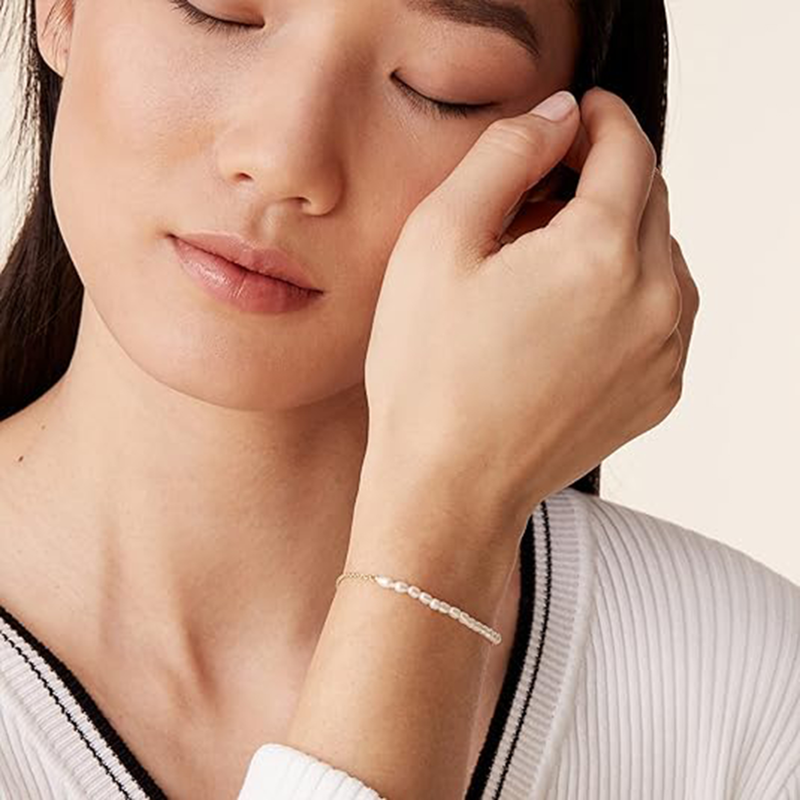 Gold Tiny Pearl Bracelet | 14K Gold Plated Freshwater Cultured Pearls 