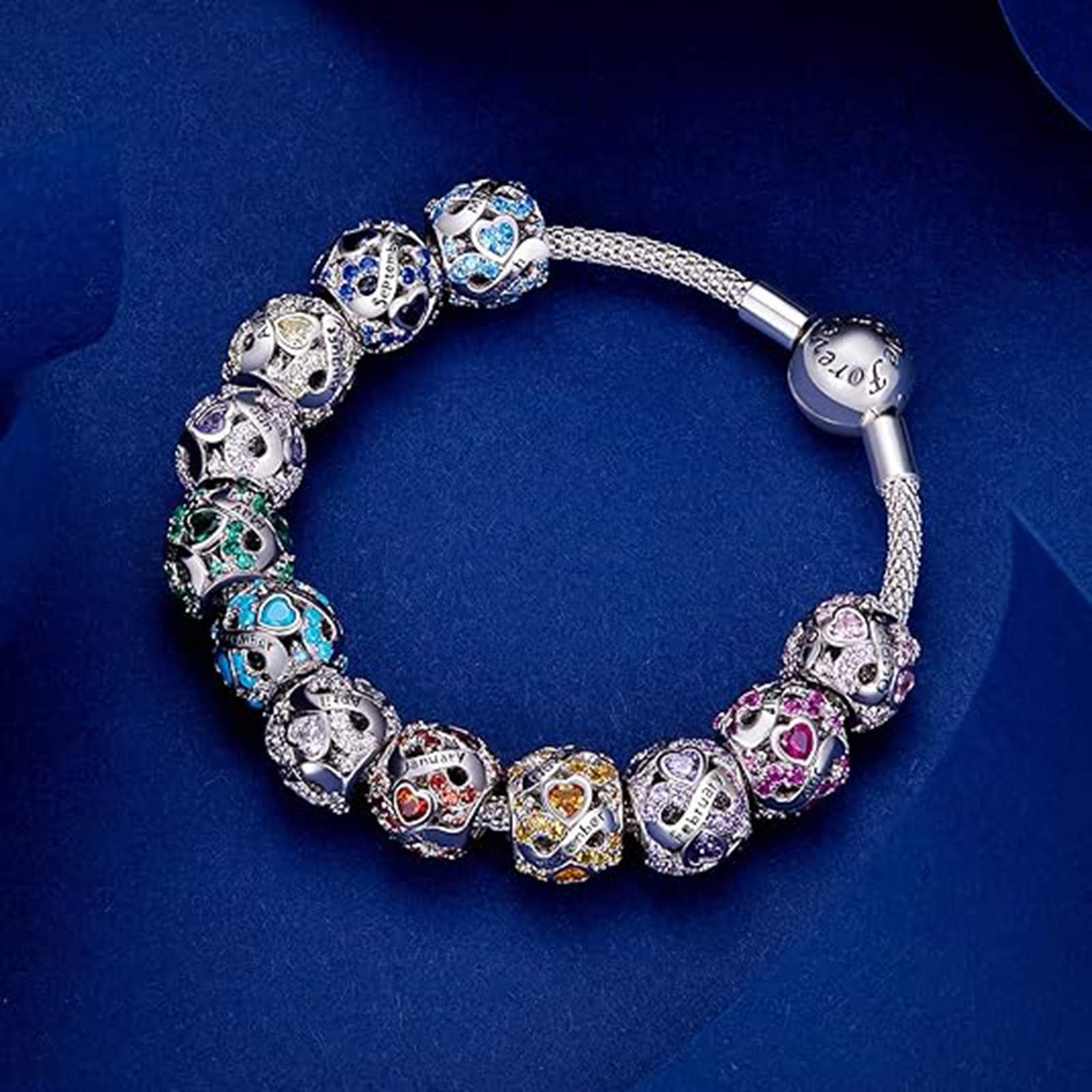 February Birthstone Birthstone Charm Jewelry Infinity Love Heart Charm Openwork Bead