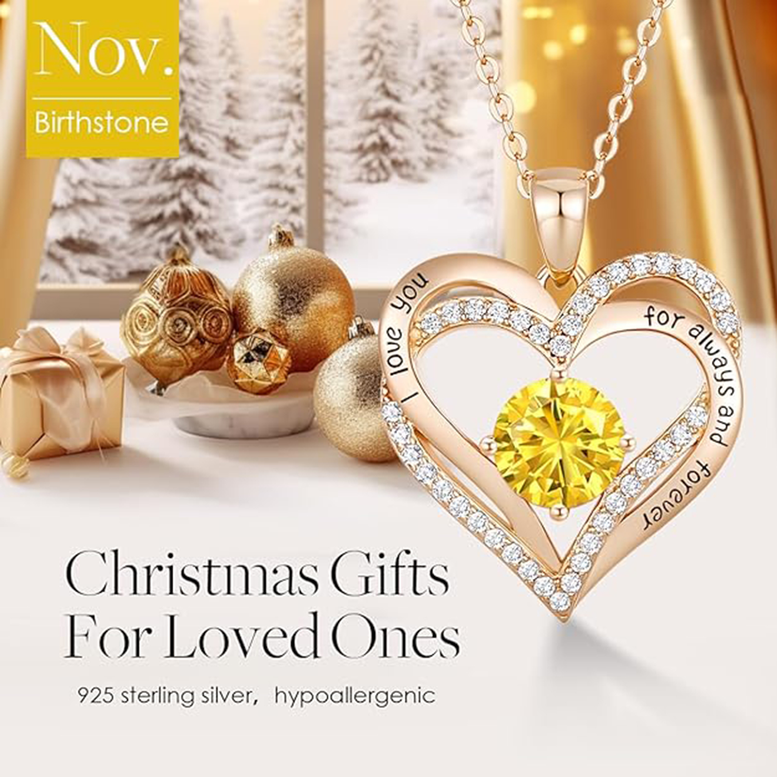 November  Birthstone Birthstone Pendant Necklace-Sagittarius Birthstone-Birthstone Jewelry