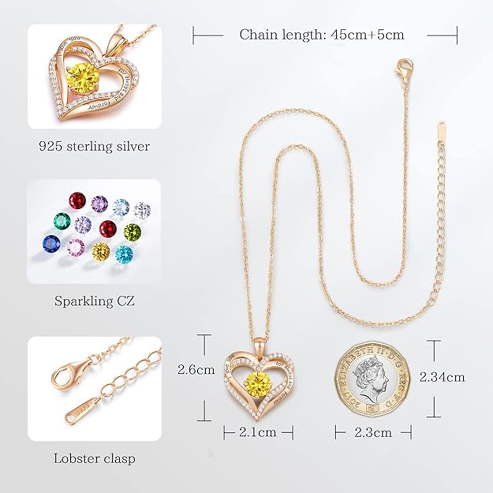 November  Birthstone Birthstone Pendant Necklace-Sagittarius Birthstone-Birthstone Jewelry