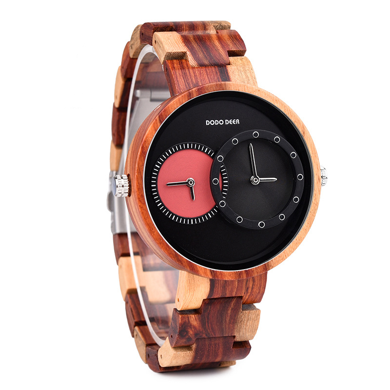 Men's watches wood watch double movement GMT dual time large dial-Birthstone Jewelry