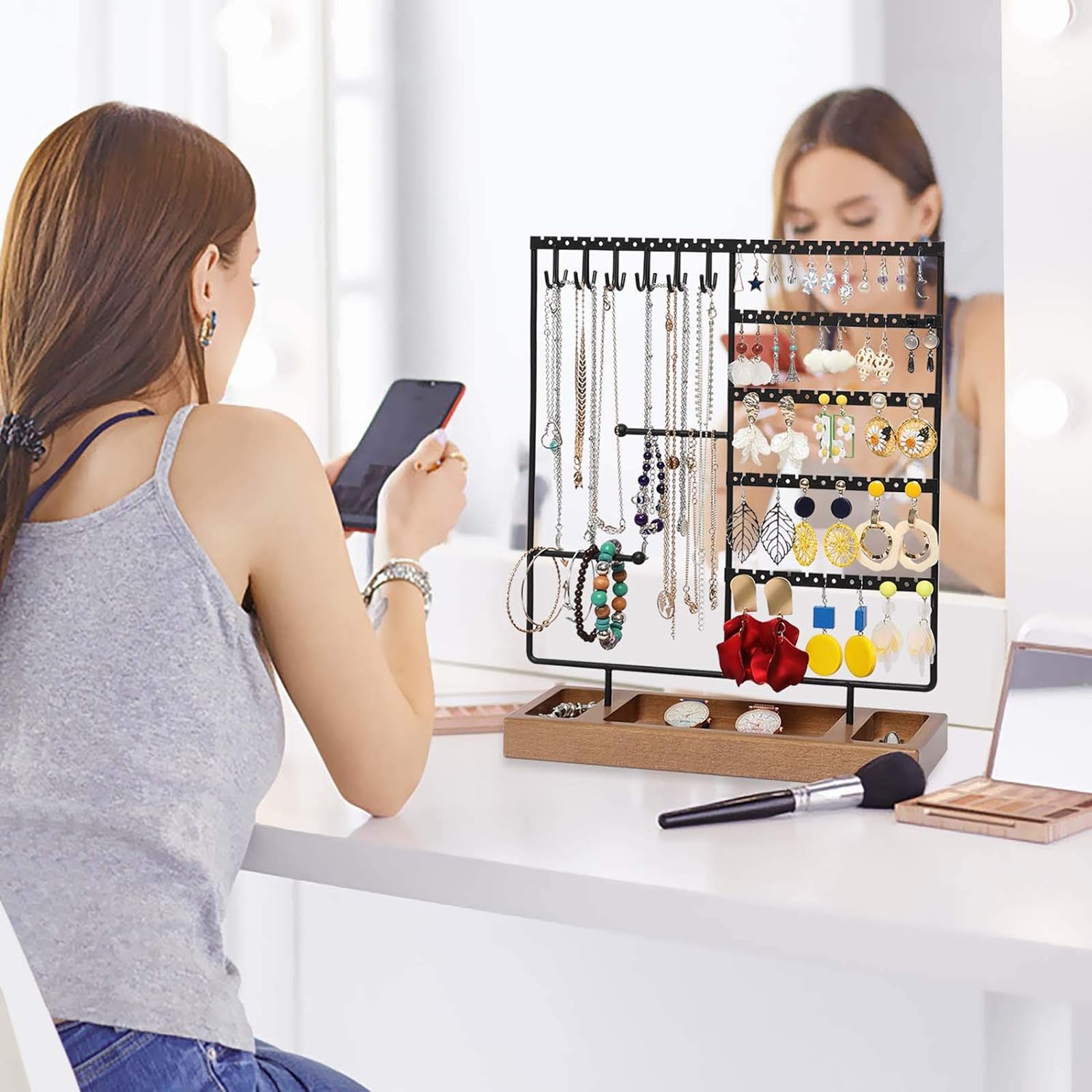 Jewelry Organizer Holder for Earrings Necklaces Bracelets Watches and Rings-Birthstone Jewelry