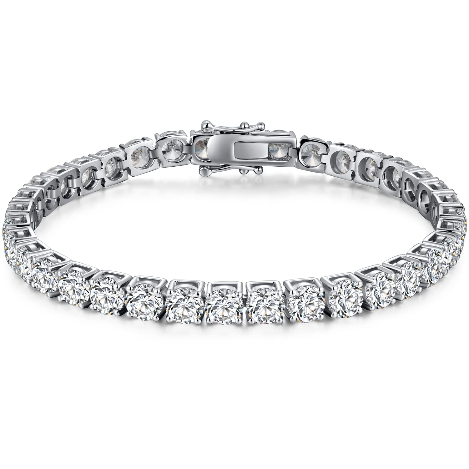 14k Gold Plated Cubic Zirconia Tennis Bracelet | Size 6.5-7.5 Inch-Birthstone Jewelry