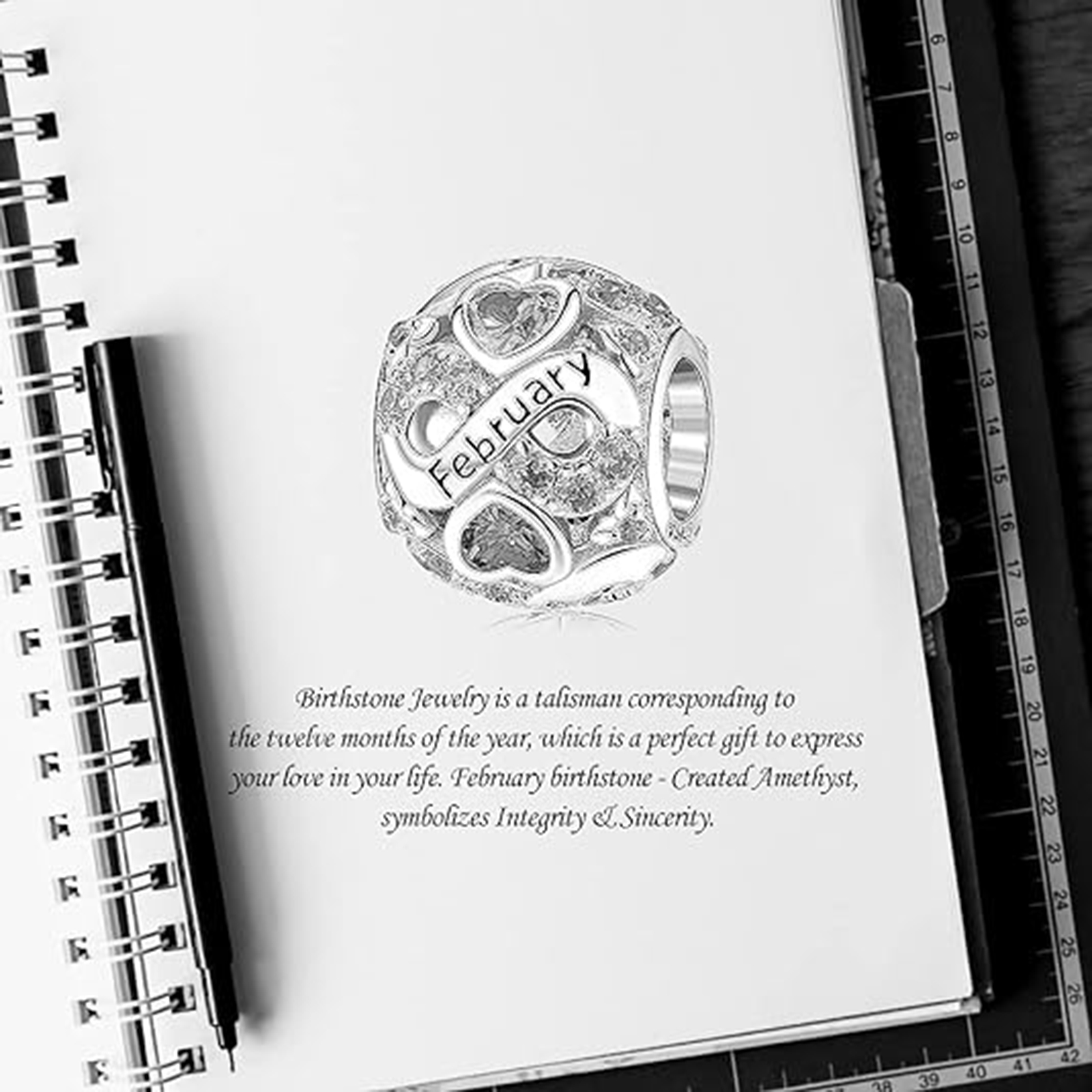 February Birthstone Birthstone Charm Jewelry Infinity Love Heart Charm Openwork Bead