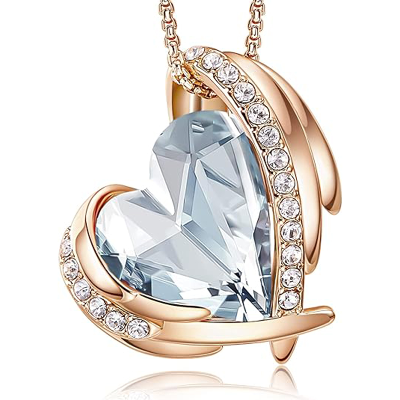 March Birthstone Heart Pendant Necklaces-Taurus Birthstone