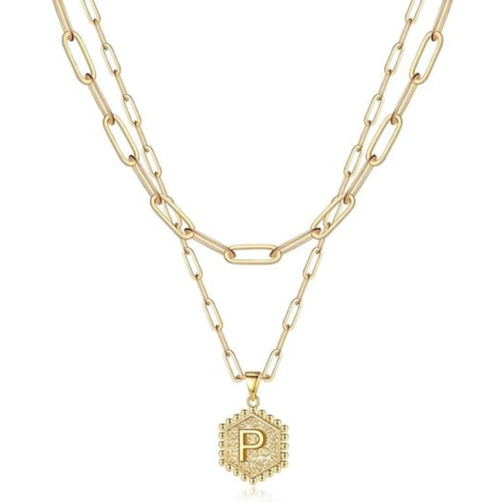 14K Gold Plated Hexagonal Letter Necklace