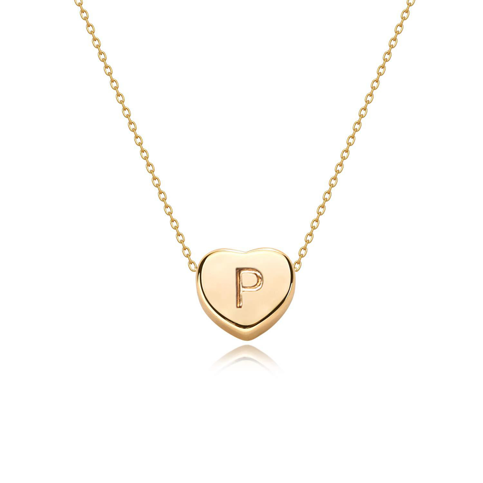 Gold Plated Handmade Dainty Letter Heart Necklace-Birthstone Jewelry