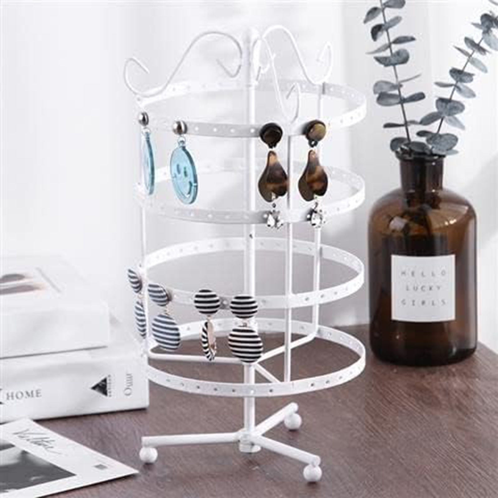Jewelry Holder,360 Rotating Earring Holder Organizer Jewelry Stand-Birthstone Jewelry