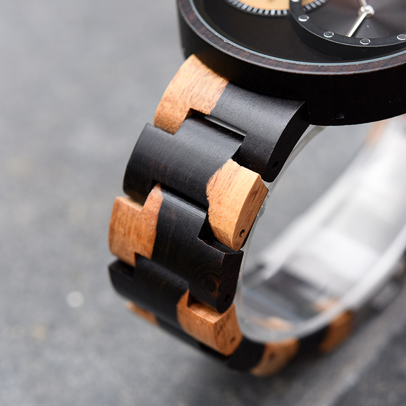 Men's watches wood watch double movement GMT dual time large dial-Birthstone Jewelry