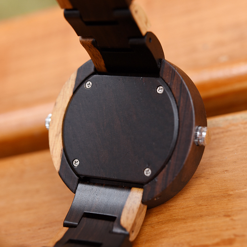 Men's watches wood watch double movement GMT dual time large dial-Birthstone Jewelry