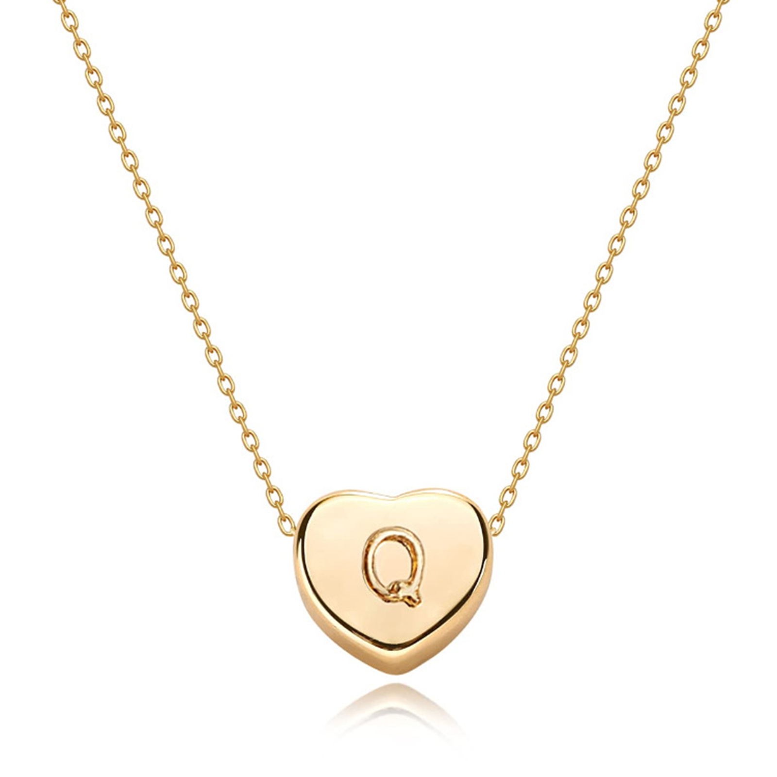 Gold Plated Handmade Dainty Letter Heart Necklace-Birthstone Jewelry