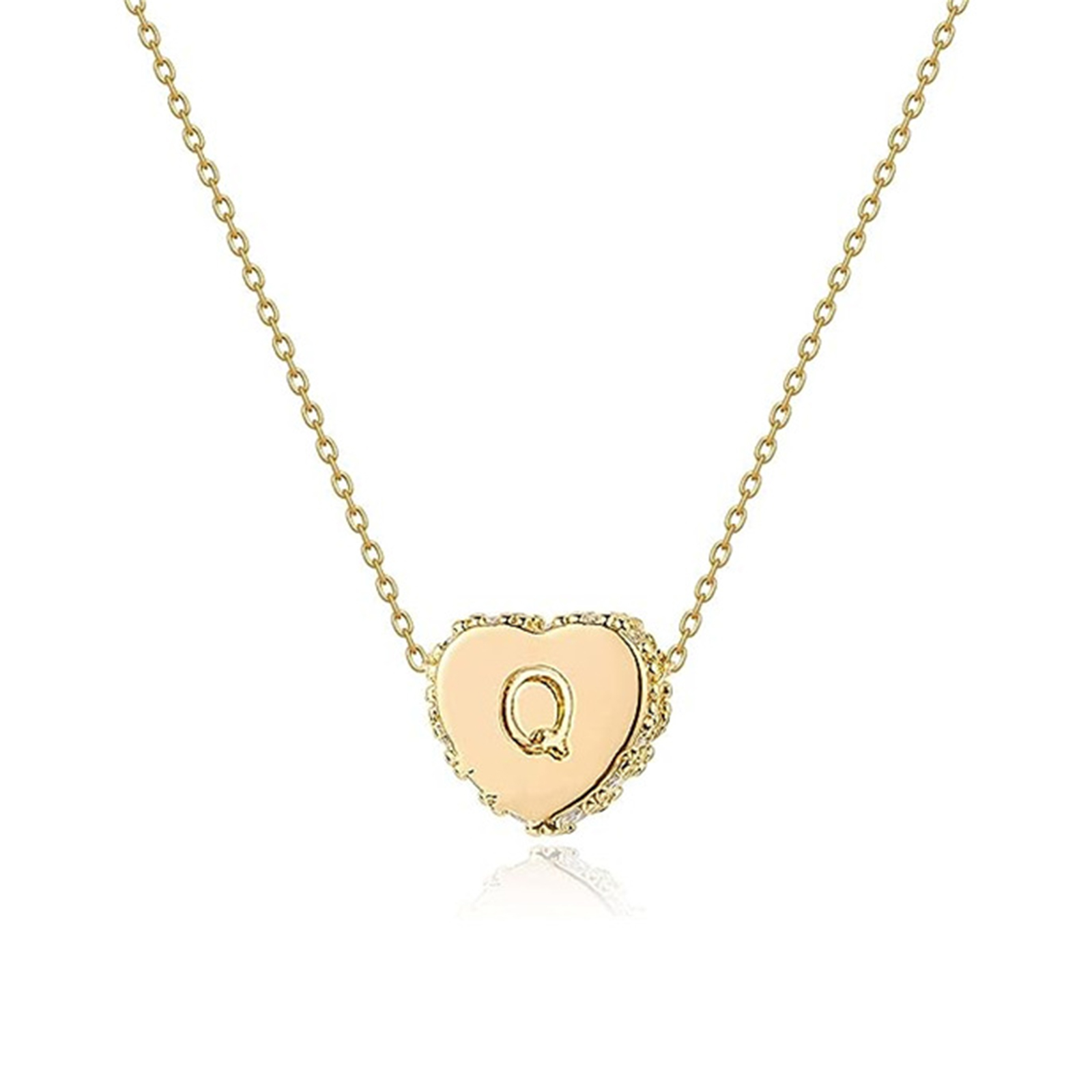 Gold Plated Handmade Dainty Letter Heart Necklace-Birthstone Jewelry