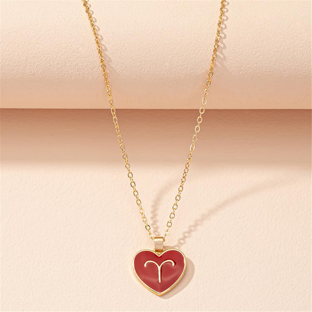 Zodiac Heart Shape Pendant Necklace-Birthstone Jewelry