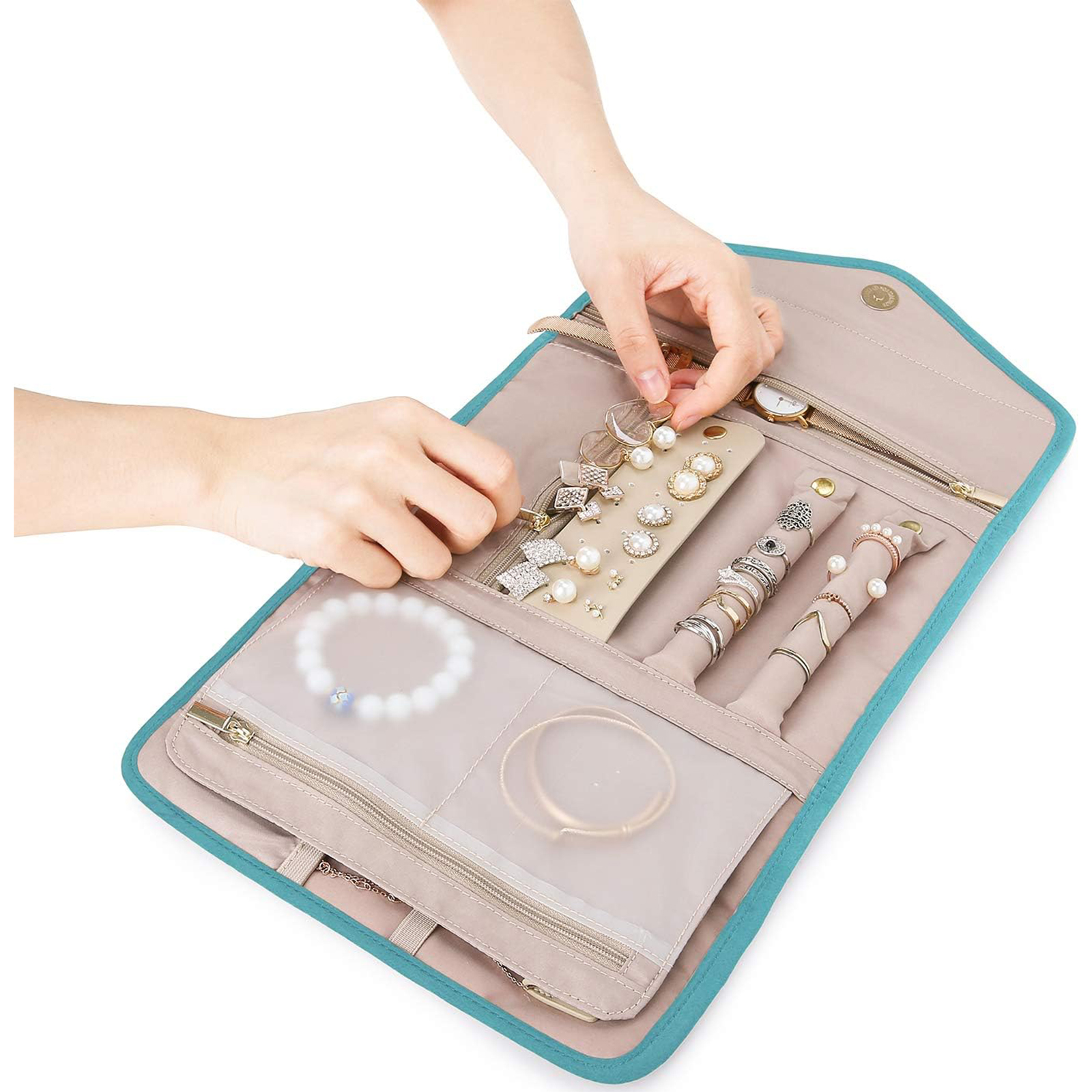Travel Jewelry Organizer Case Foldable Jewelry Roll-Birthstone Jewelry