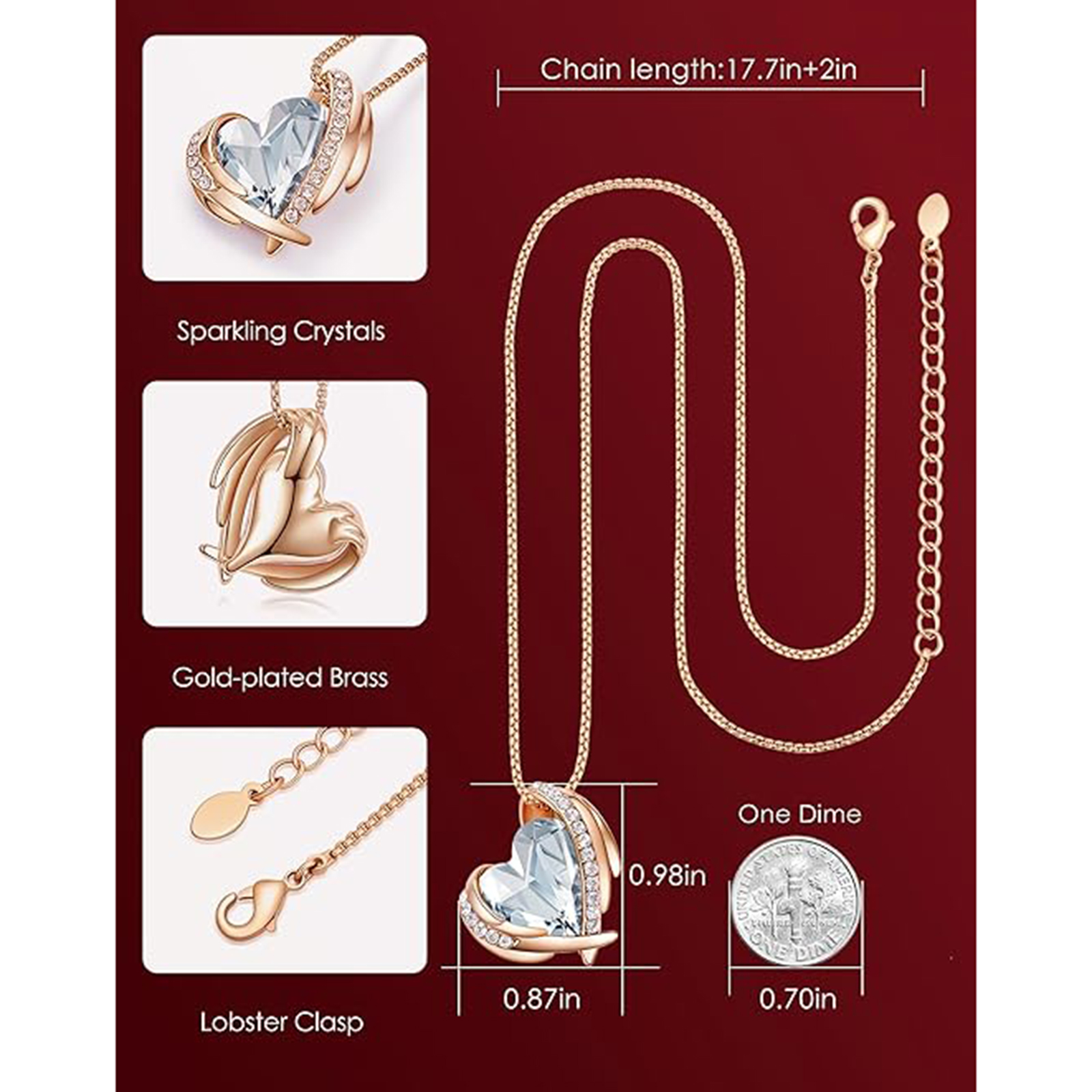 March Birthstone Heart Pendant Necklaces-Taurus Birthstone