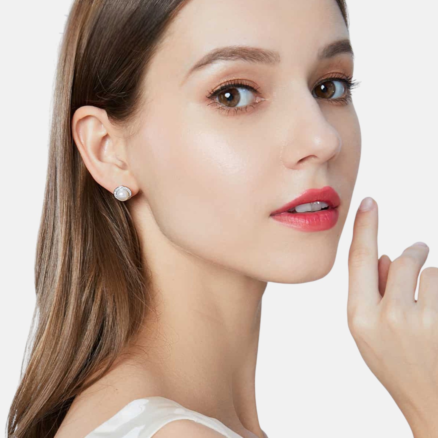 Round Pearl Earrings for Ladies – Elegant S925 Sterling Silver Jewelry