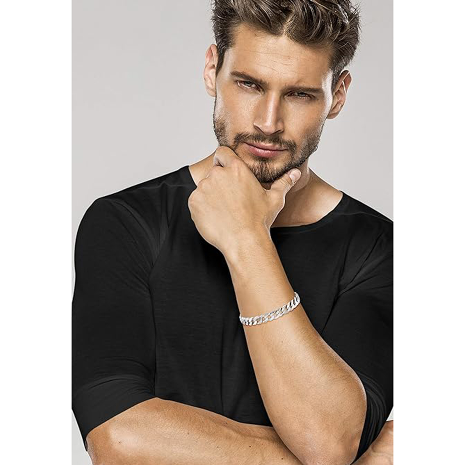 925 Sterling Silver Diamond-Cut Cuban Link Curb Chain Bracelet for Men-Birthstone Jewelry