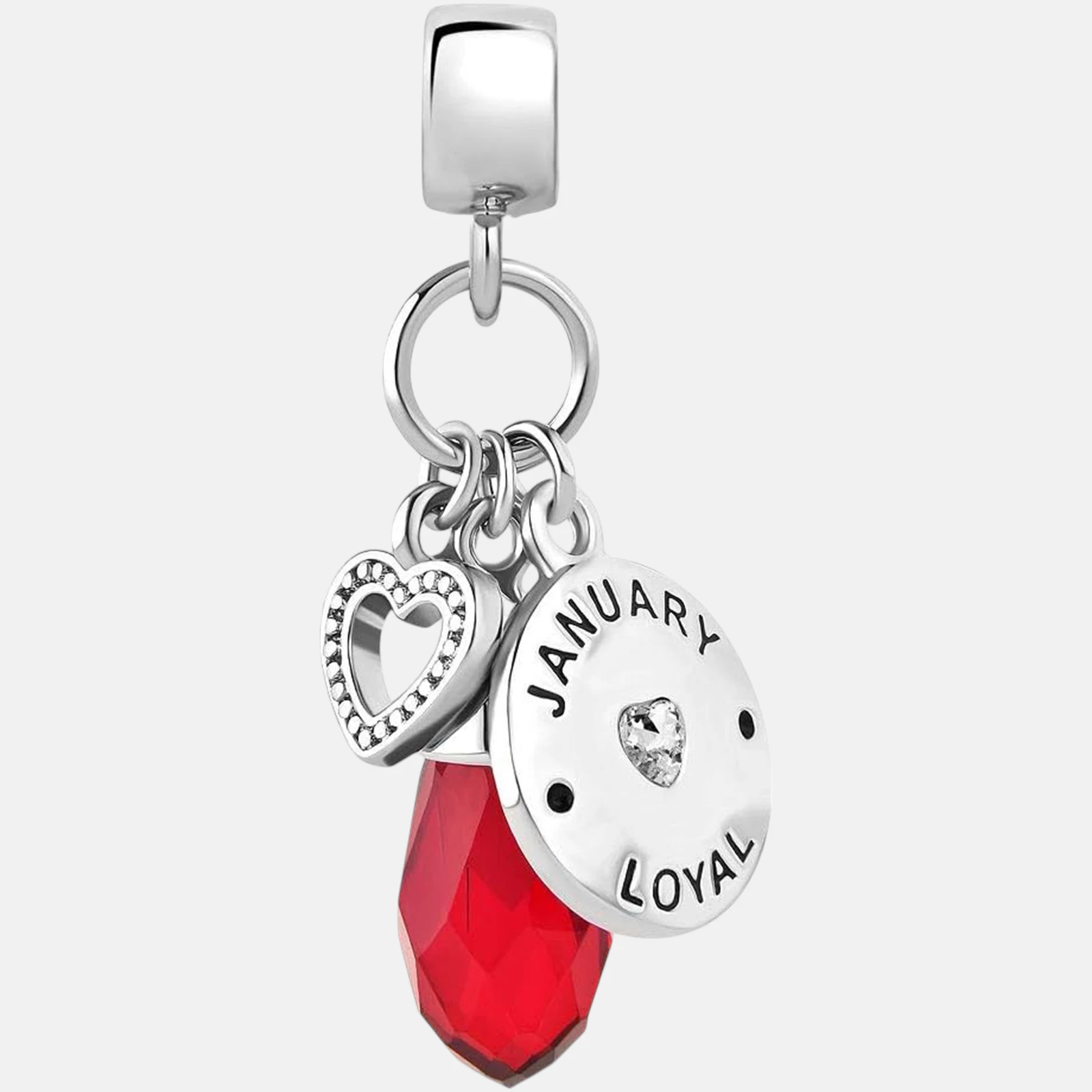 January Birthstone Heart Love Simulated Birthstone Charms for Bracelets