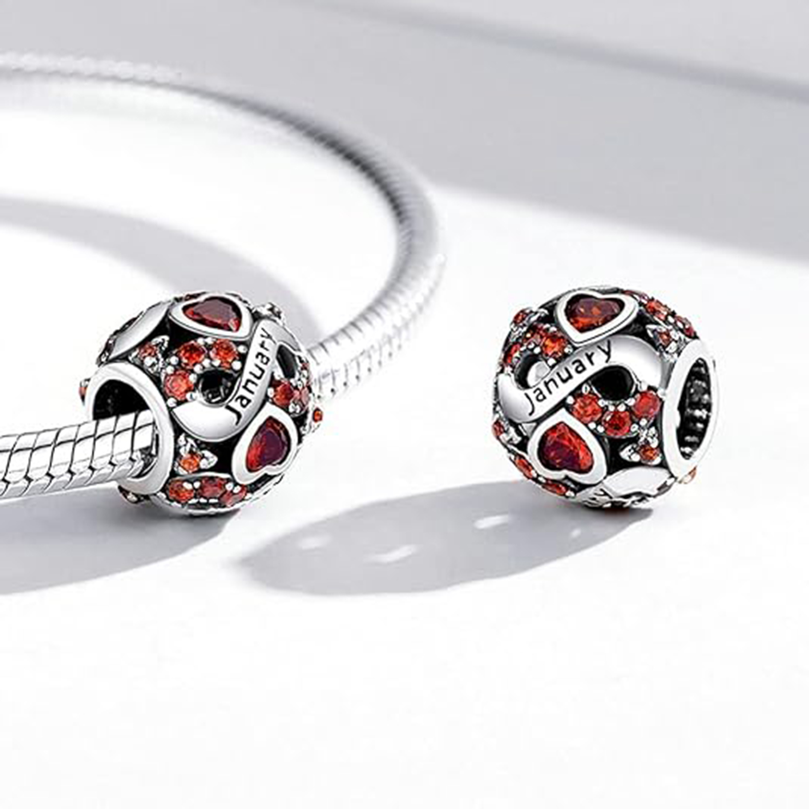 January Birthstone Birthstone Charm Jewelry Infinity Love Heart Charm Openwork Bead