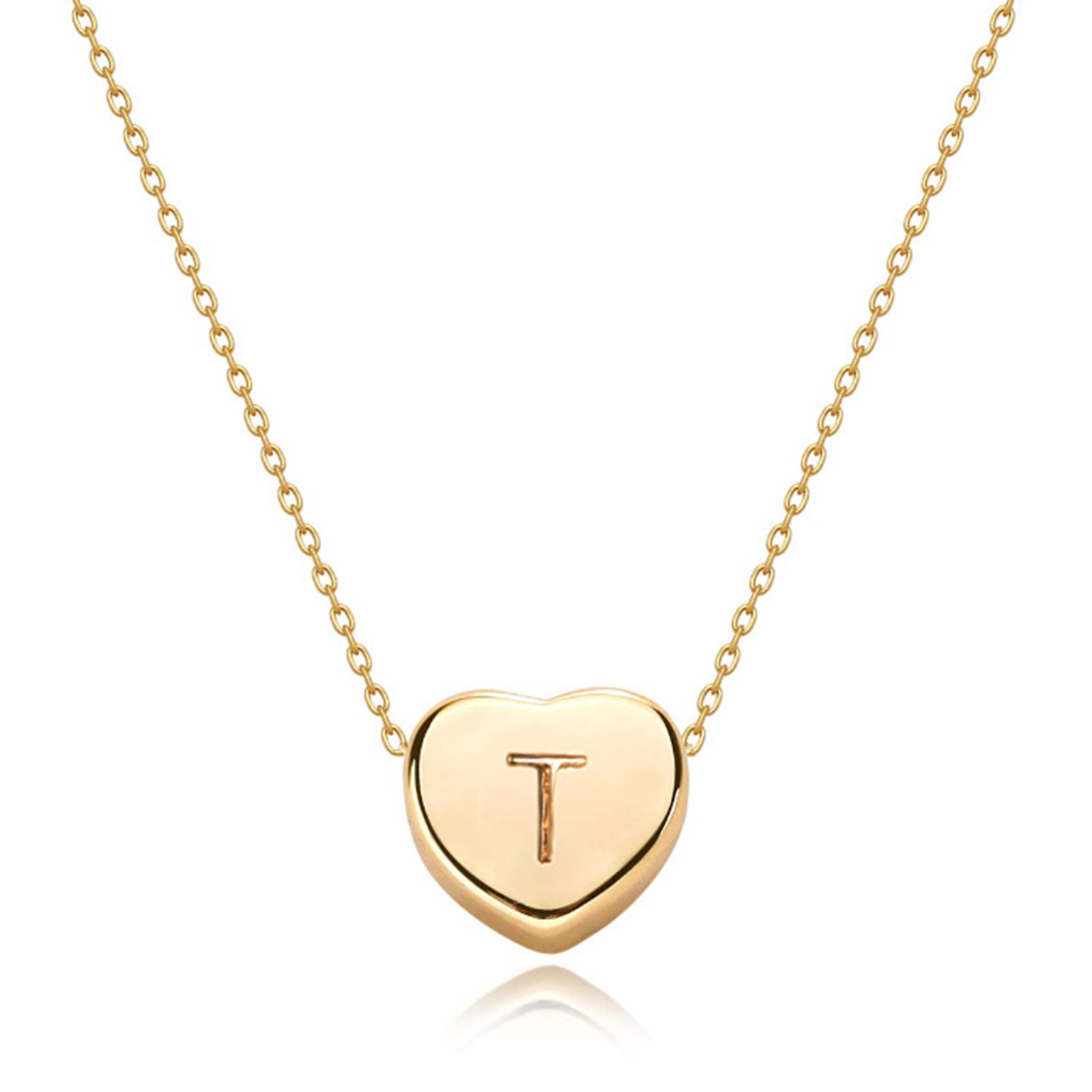 Gold Plated Handmade Dainty Letter Heart Necklace-Birthstone Jewelry