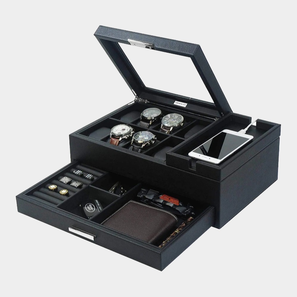 Carbon Fiber Men's Jewelry Desktop Organizer-Birthstone Jewelry