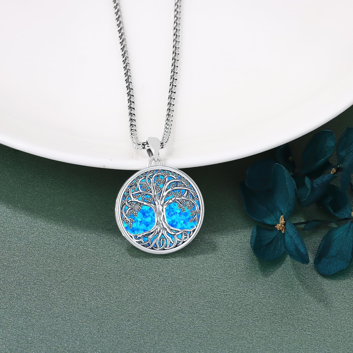 S925 Sterling Silver Tree of Life Gemstone Pendant Necklace-Birthstone Jewelry