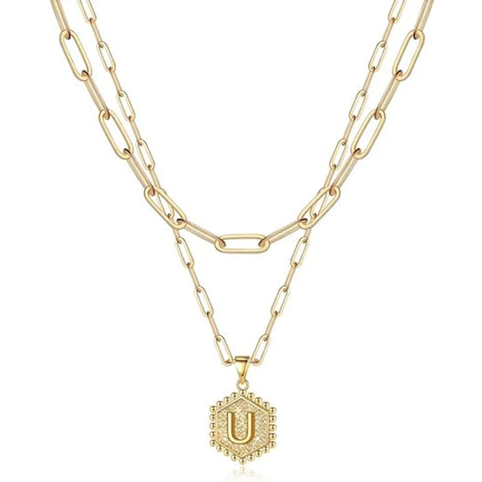 14K Gold Plated Hexagonal Letter Necklace