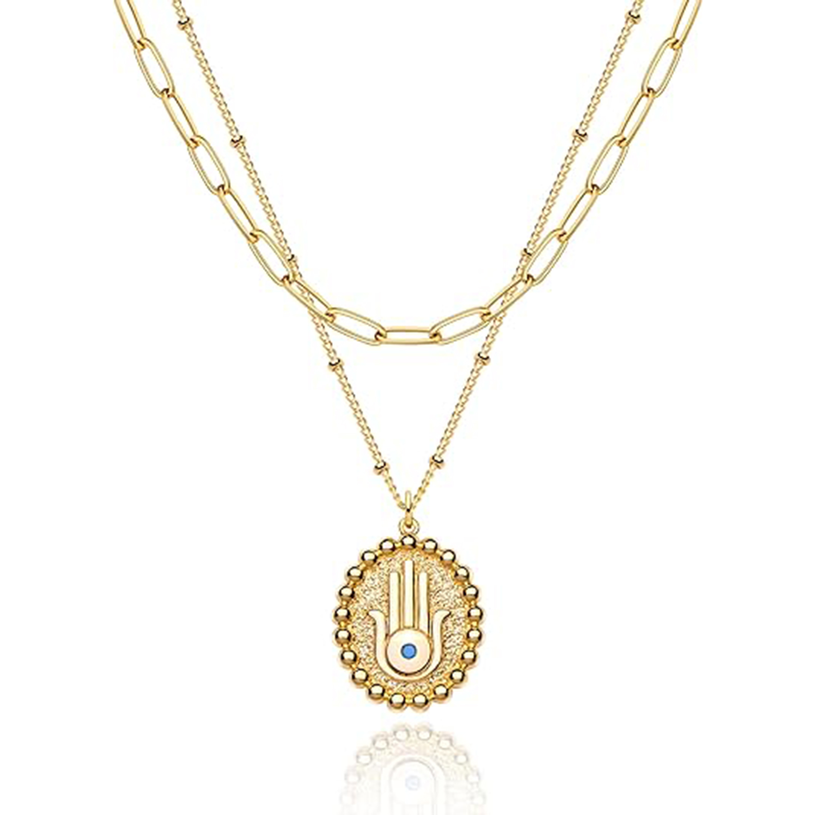 Layered Gold Heart Necklace 18K Gold Plated-Birthstone Jewelry