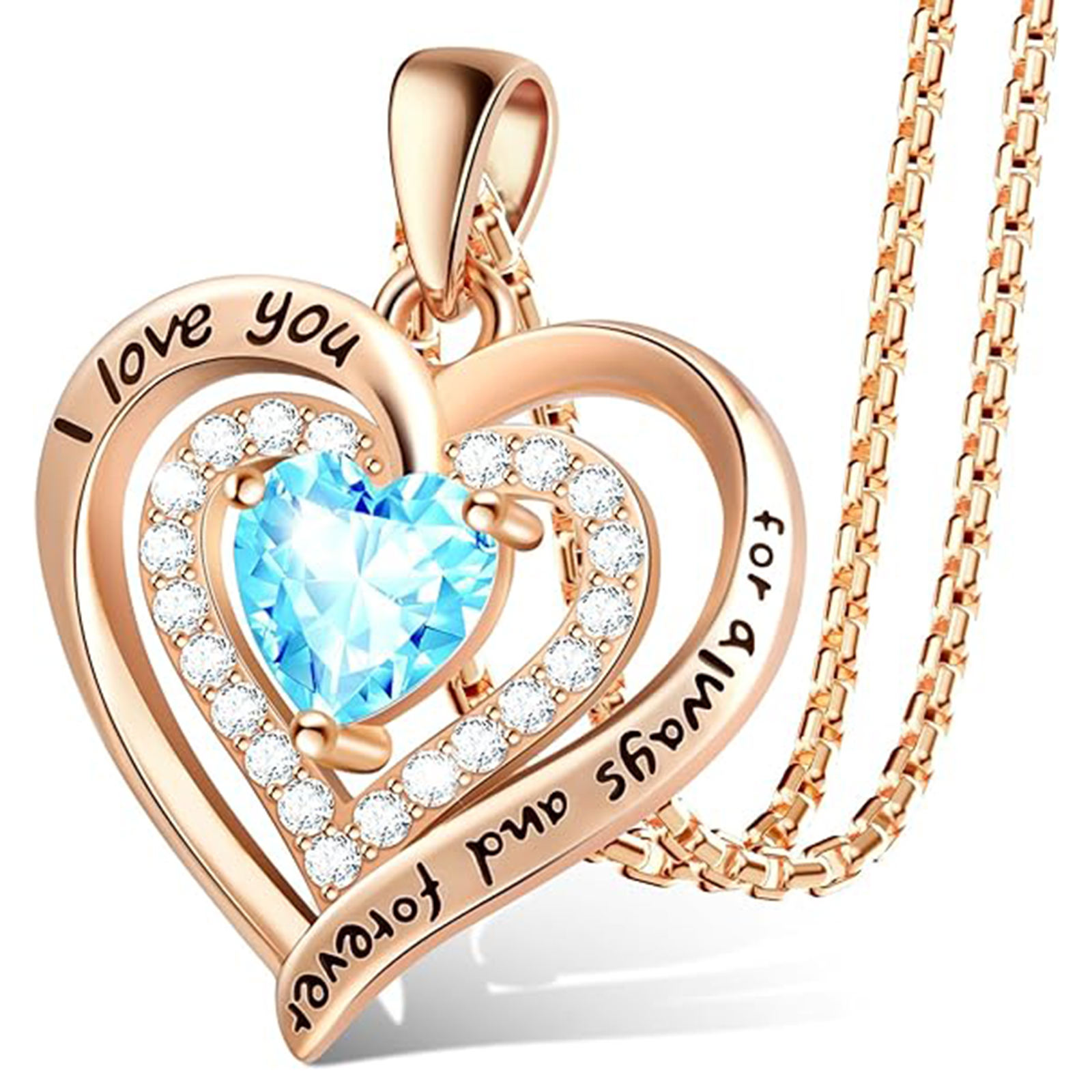 March Aquamarine Sterling Silver Necklace – Mom Gift