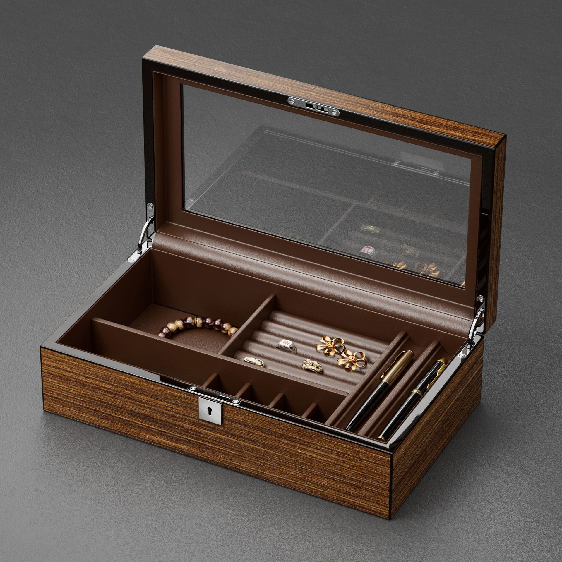 Men's high-grade ebony color lacquer jewelry box -Birthstone Jewelry