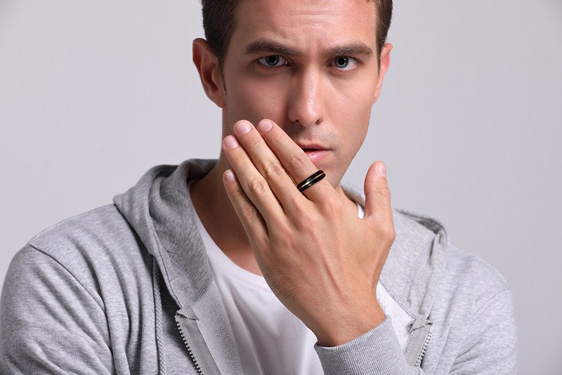 Men's Ring 6mm Tungsten Steel Black Gold Ring -Birthstone Jewelry