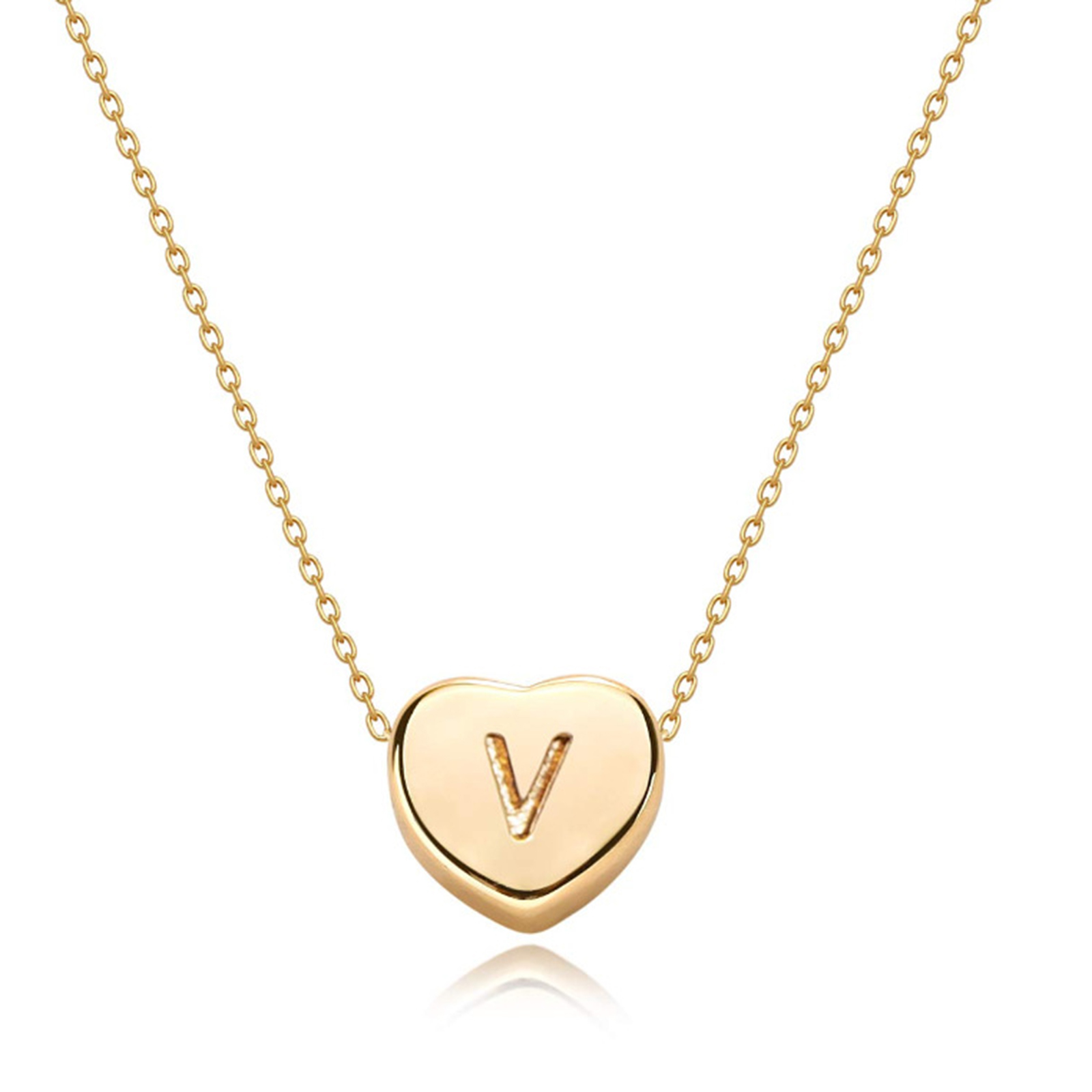 Gold Plated Handmade Dainty Letter Heart Necklace-Birthstone Jewelry