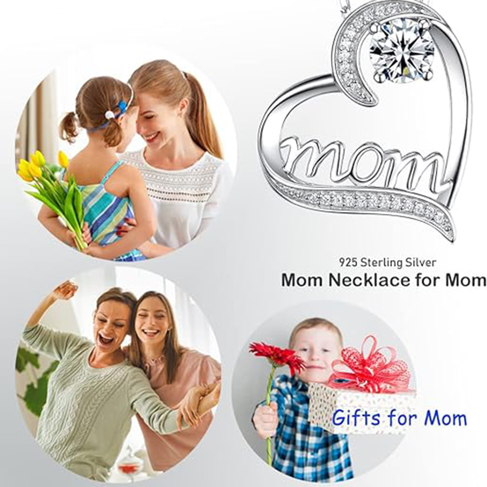 April Birthstone 925 Sterling Silver Necklace for Women 