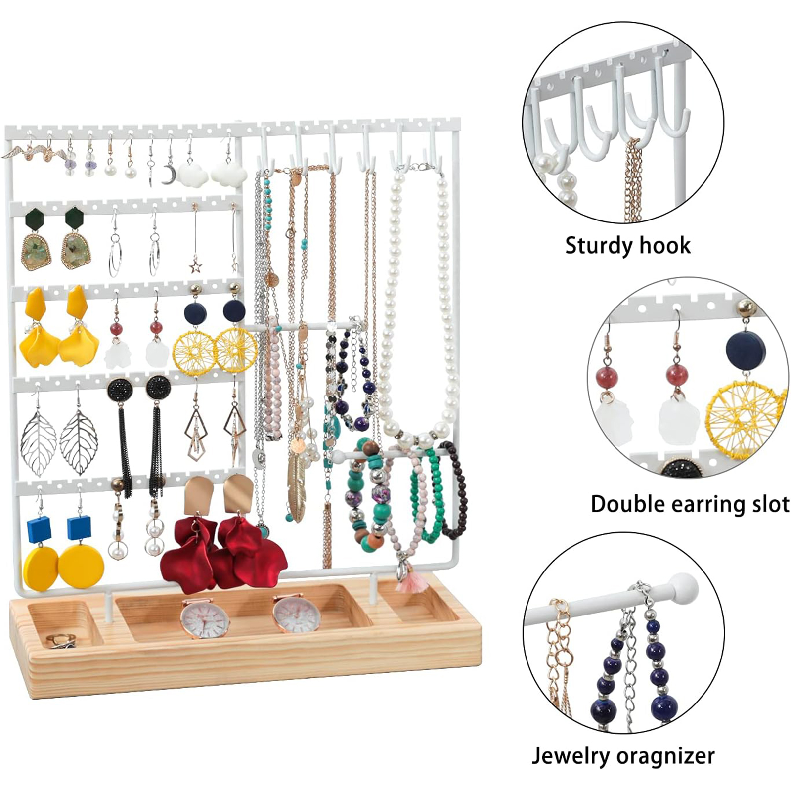 Jewelry Organizer Holder for Earrings Necklaces Bracelets Watches and Rings-Birthstone Jewelry