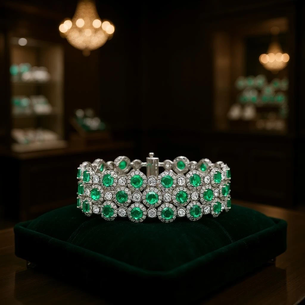 Green Gemstone Tennis Bracelet – Full Pave Lab-Created Gems in 925 Sterling Silver